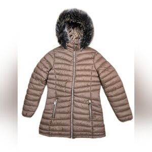 YMI COLLECTION WINTER JACKET FUR HOOD MOCHA COLOR SIZE XL EXCELLENT CONDITION